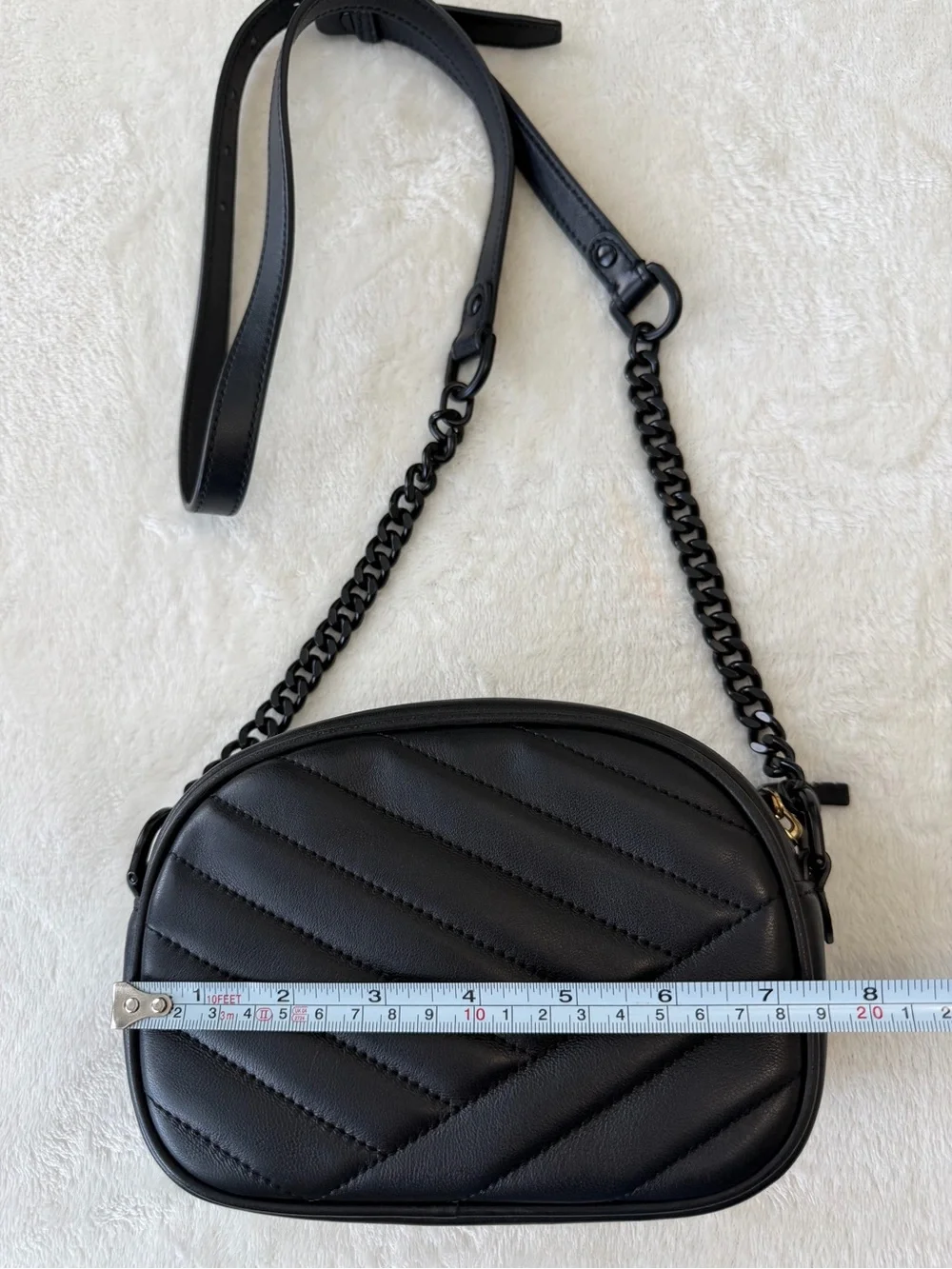 Tory Burch Kira Chevron Powder-Coated Small Camera Bag
